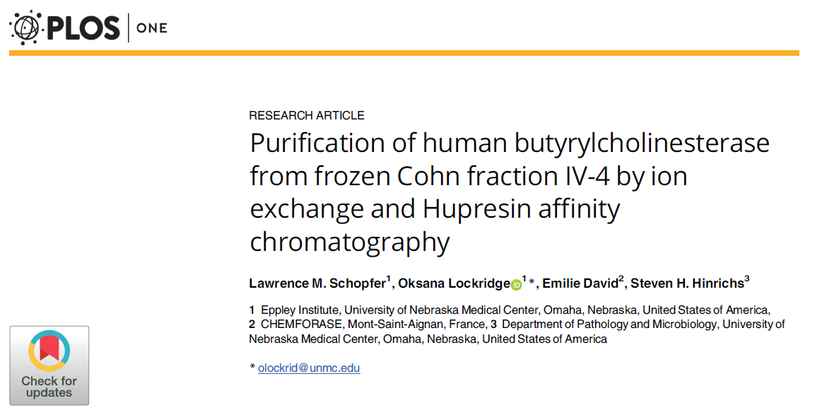 Large-scale purification of human BChE from frozen Cohn fraction IV-4 using Hupresin&reg;